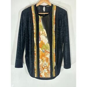 Vintage KANEKO Los Angeles Velvet Silk Tunic Top Japanese Art To Wear Artsy